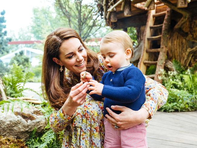 ‘Genuine’. The Duchess of Cambridge and her youngest child, Prince Louis, at the Chelsea Flower Show. Picture: Getty Images