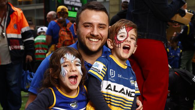 Vince Ripepi with his kids Aria and Romeo. Picture: Richard Dobson