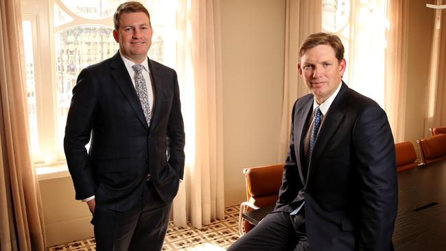 Former Evans Dixon Group CEO Alan Dixon, left, and chairman David Evans.