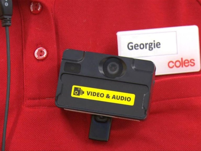 Coles supermarket body-worn camera trial. Picture: 7NEWS