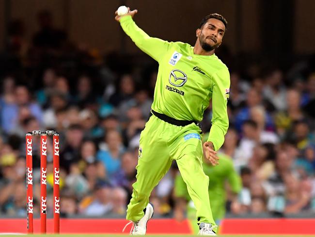 Arjun Nair in action for the Sydney Thunder in 2019. AAP Image/Albert Perez