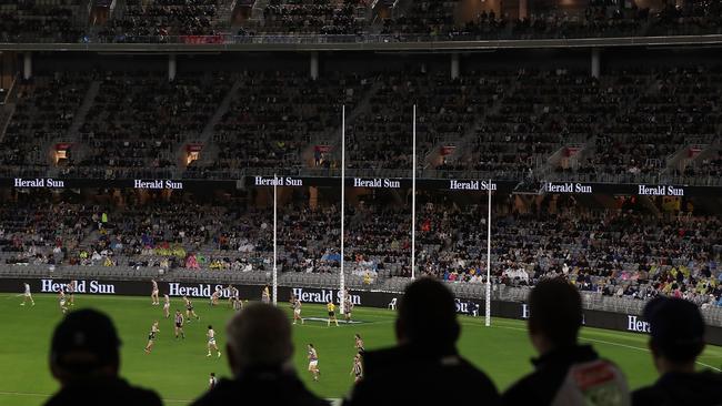 More than 22,000 people were at last night’s game, the biggest crowd at the footy since the COVID crisis began. Picture: Getty