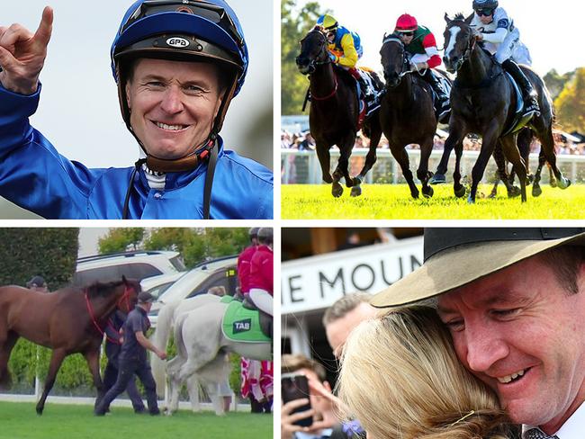 Some of the most memorable moments of 2024 involved (clockwise from top left) James McDonald, Overpass, Ciaron Maher and Jamie Kah and Think About It.