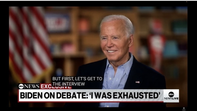 An asymmetrical smile ... Joe Biden’s baseline, which was seen during the interview on ABC. Picture: Supplied