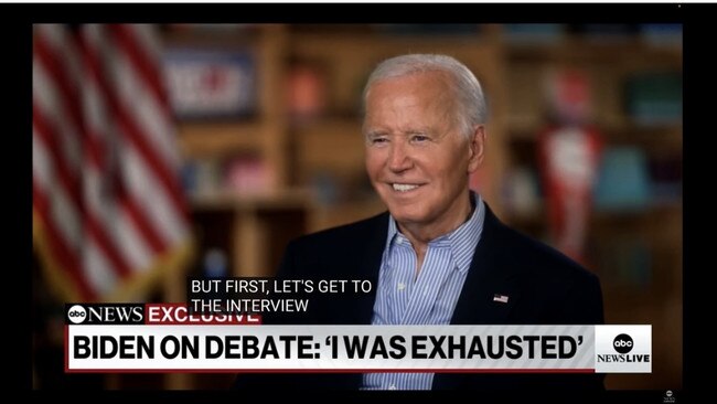 An asymmetrical smile ... Joe Biden’s baseline, which was seen during the interview on ABC. Picture: Supplied