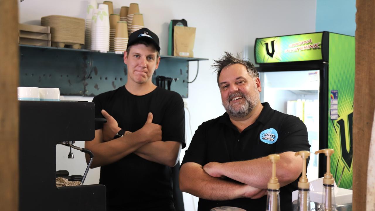 Chances Cafe staff member Tim Koelbel- Mcilwain and manager Paul Gibbs. Picture: Ashley Pillhofer