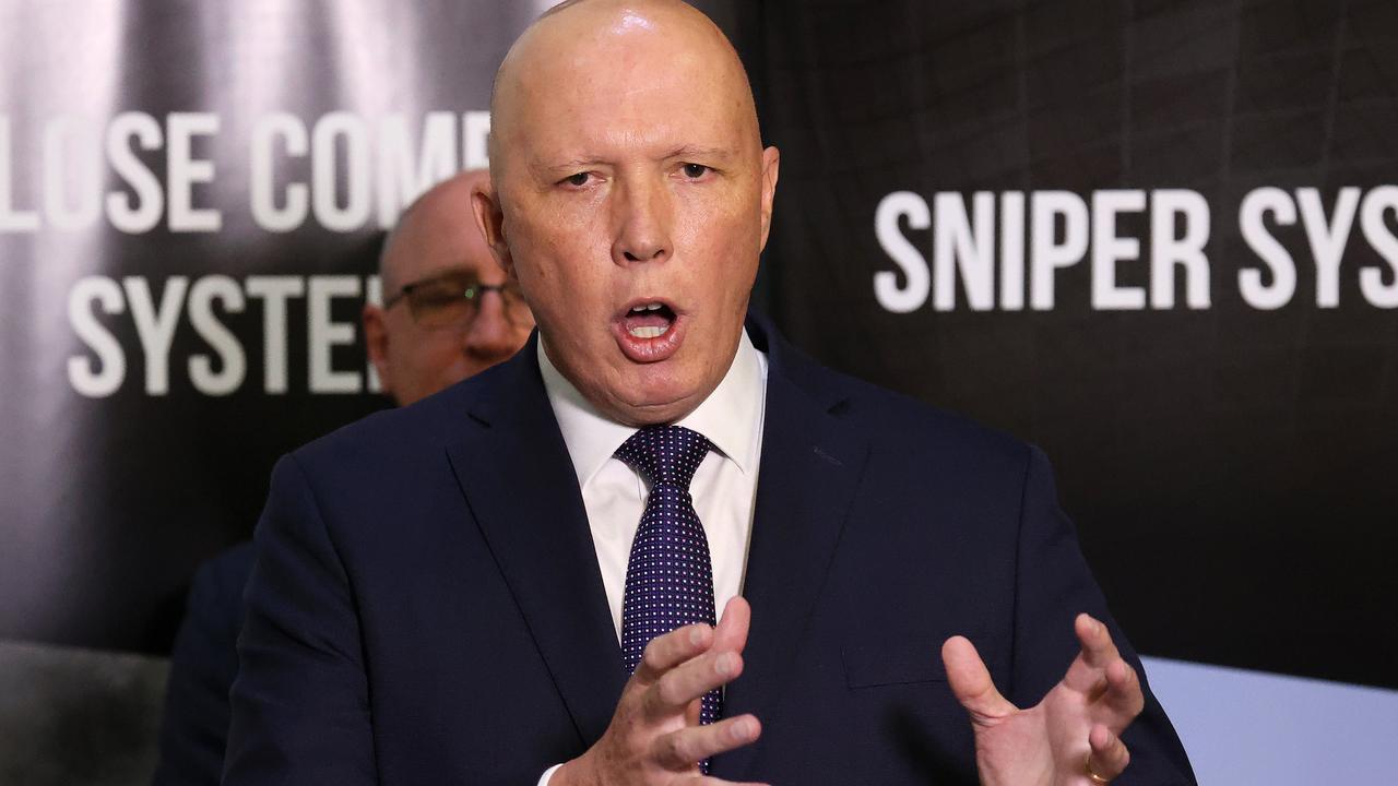 Defence Minister Peter Dutton has criticised Opposition leader Anthony Albanese over national security. Picture: Liam Kidston