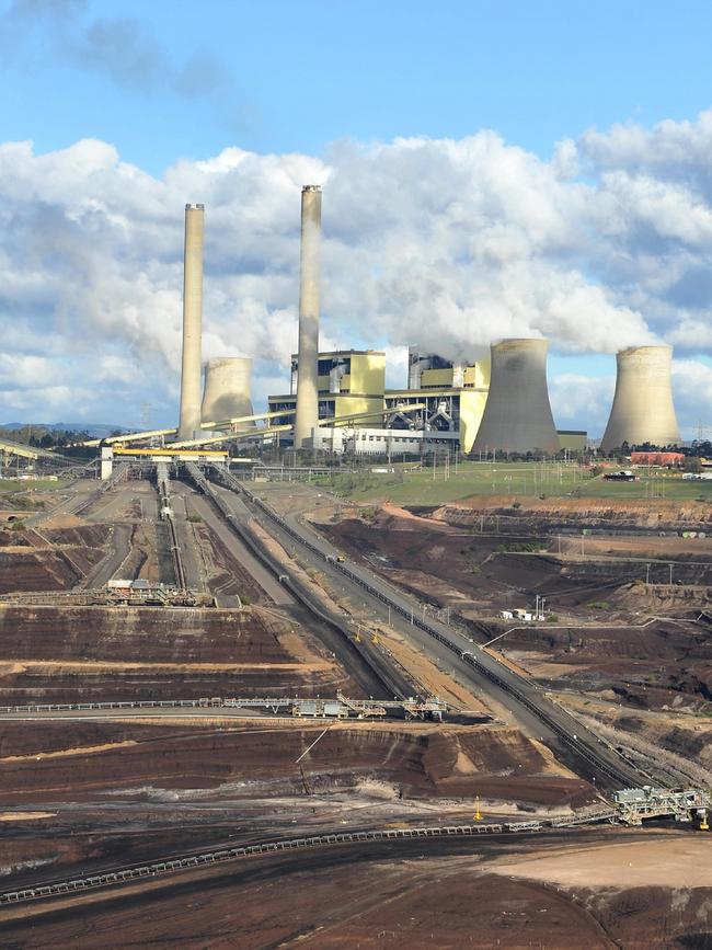 Conveyor belts carry coal to the Loy Yang B power station. Picture: AFP