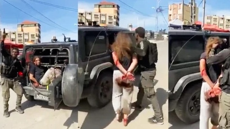 19-year-old Israeli Naama Levy being taken prisoner by Palestinian militants on October 7, 2023. Picture: Supplied