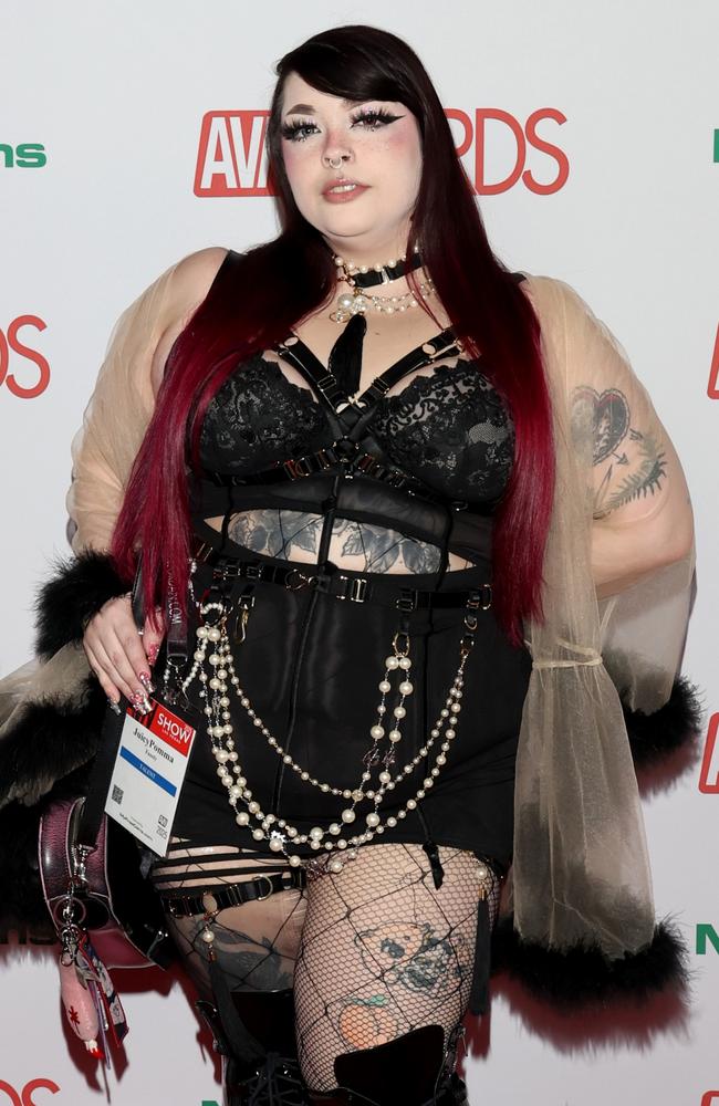 Juicy Pomma wore a lace bra and shorts to the event, which she paired with knee high black boots. Picture: Gabe Ginsberg/Getty Images