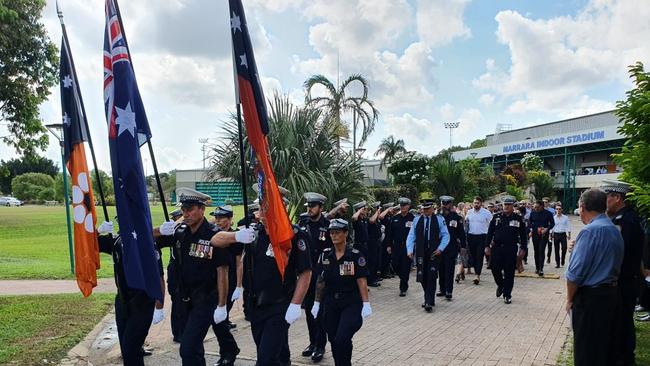 The guard of honour during Garry Smith's remembrance service after his death in May. Picture: Supplied.