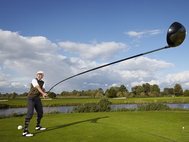 Massive swing ... from Karsten Maas. Picture: AFP