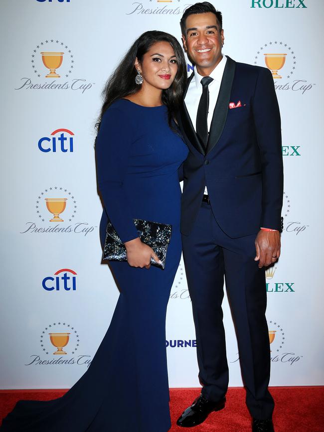 Tony Finau and wife Alayna. Picture: Mark Stewart.