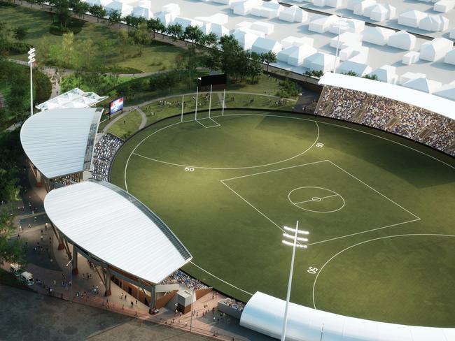 A render of Eureka Stadium from above.