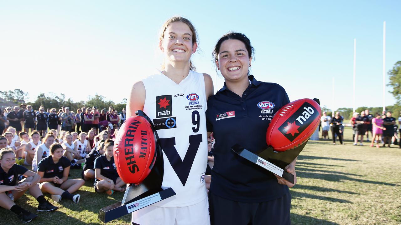 Madison Prespakis and Nina Morrison are set to head to Geelong in the 2018 AFL Women’s Draft. Photo: Jason O'Brien/Getty Images.