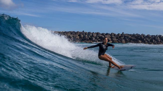 YOUNG TALENT: Surfer Ellie Brooks balances work and study with Southern Cross University courses. Photo Adrian Bort/Adrenaline Shots