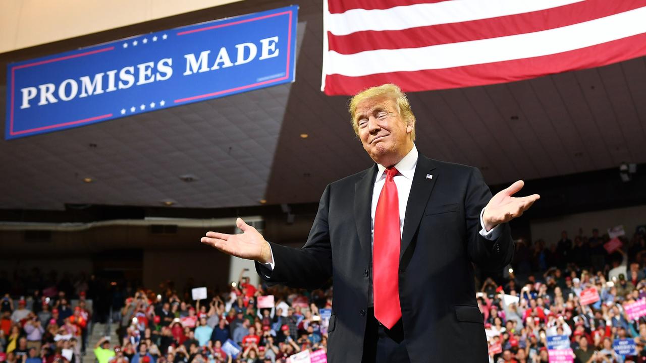 US President Donald Trump returned to the Mid-America Center in Council Bluffs, Iowa after his now-famous diatribe against using the Fifth Amendment. Picture: AFP