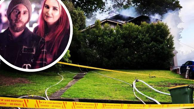 Eli Roth and Jess Shields of Lismore at their house that burnt down on Monday.