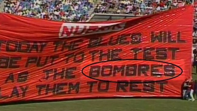 Essendon's cheersquad misspells the team name.