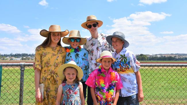 RACES FOR ALL AGES: Sophie Williams, Laura Worboys, Marty Worboys, Tommy Worboys, Bayley Williams and Cooper Williams enjoy the 2019 Warwick Turf Club Boxing Day races.