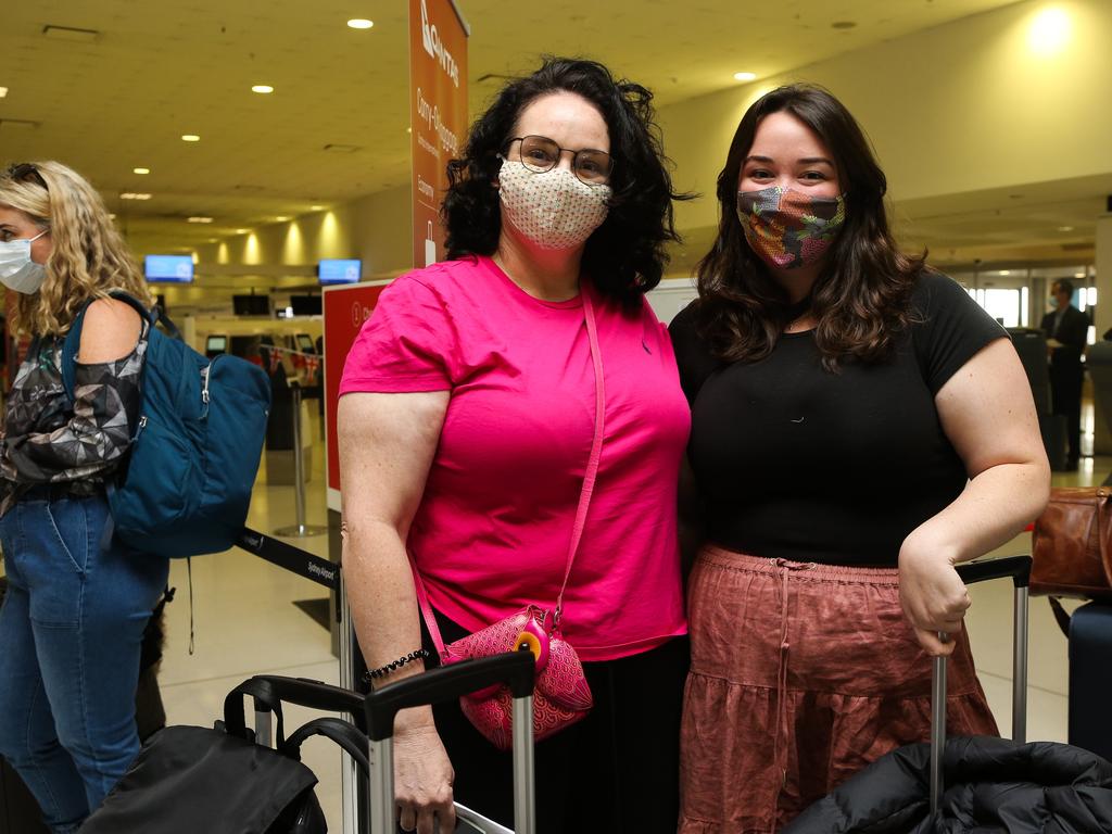 Lisa and Keya McGeown were on the first flight to London. Picture: Gaye Gerard / NCA Newswire