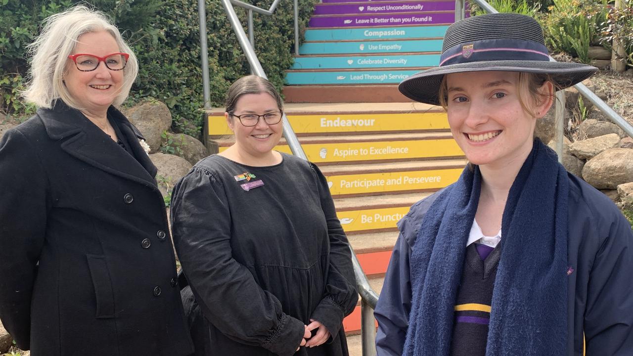 St Joseph's College Toowoomba career development practitioner Maree Harman and assistant principal religious education Kellie-Marie Ford are thrilled for year 12 student Tahlia Utz after she was accepted to ANU to study medicine. Thursday, September 8, 2022. Picture: Morgan Burley