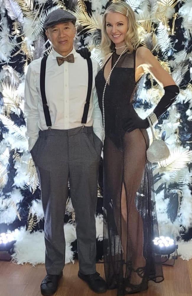 Traci Griffiths and her ‘fiance’ Dr Charlie Teo at a Great Gatsby party in June. Picture: Instagram