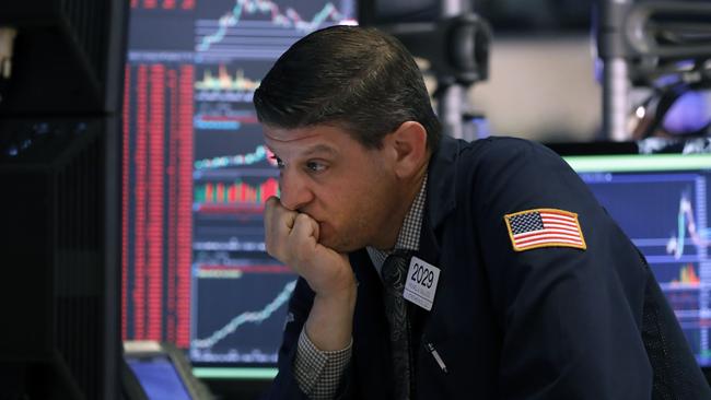 A trader on the floor of the New York Stock Exchange. Picture: AP.