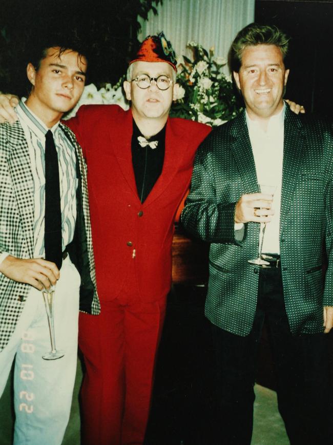 Alex Despallieres (left), singer Elton John and music executive Peter Ikin (right).