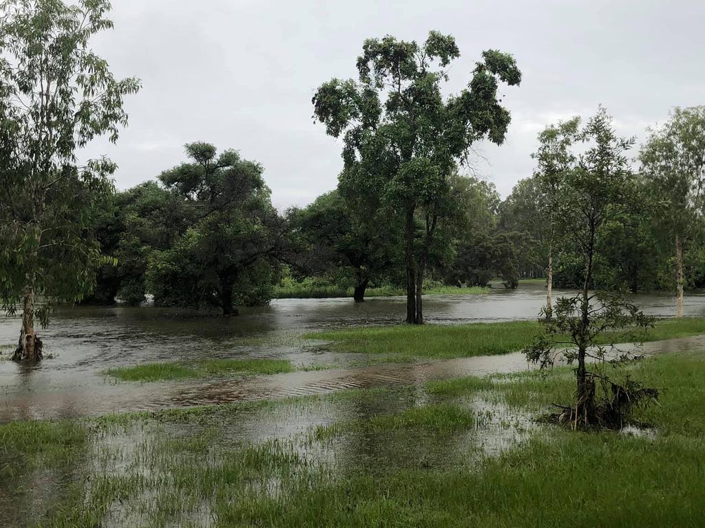 Flooding at Kookaburra Park in Rocklea. It is the flooding of Stable Swamp Creek that is pushing the water into the area. Photo: Steph Dubignon