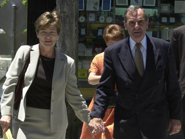 Rosalie and Robert Taylor, parents of murder victim Simon Taylor, leaving Bidura Childrens Court in December 2003 after giving evidence at the committal hearing of two brothers accused of the murder.