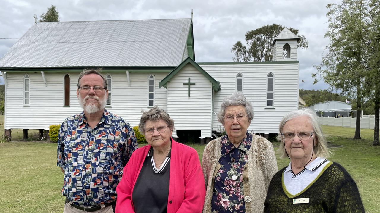 Martin Essenberg, Mavis O'Neill, Dawn Choate and Dorn Gooding are among the Kilkivan residents hoping to restore the St Matthews Anglican Church.