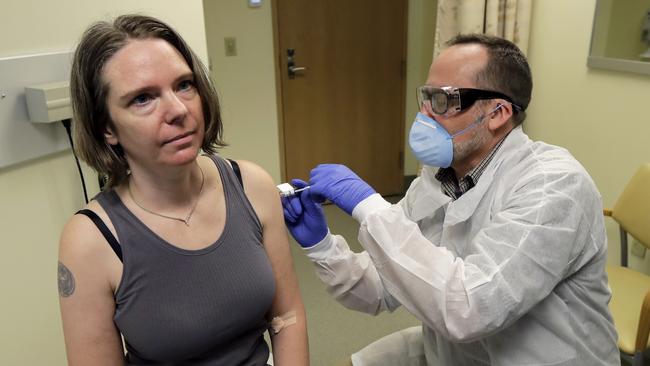 A coronavirus vaccine trial in Seattle. Picture: AP