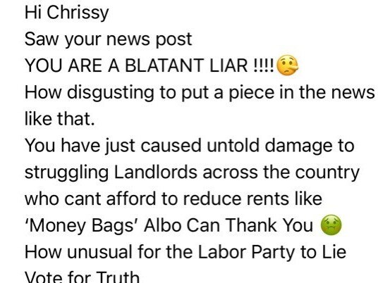 And email sent to Chrissy Flanagan. Picture: Supplied