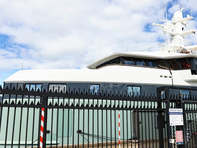 61.8 metre Explorer class superyacht  Anawa, owned by Brazilian billionaire Jorge Paulo Lemann, is currently moored at the Cairns Marlin Marina. Picture: Brendan Radke