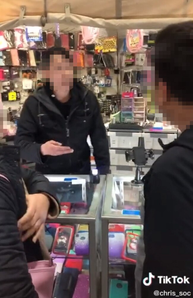 The argument allegedly started after the customer asked for a 50 per cent discount on a phone case. Video: chris_soc/TikTok