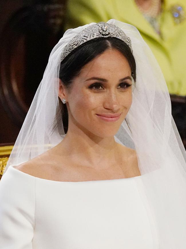 Meghan Markle stands at the altar during her wedding in St George's Chapel at Windsor Castle. (Photo by Jonathan Brady – WPA Pool/Getty Images)