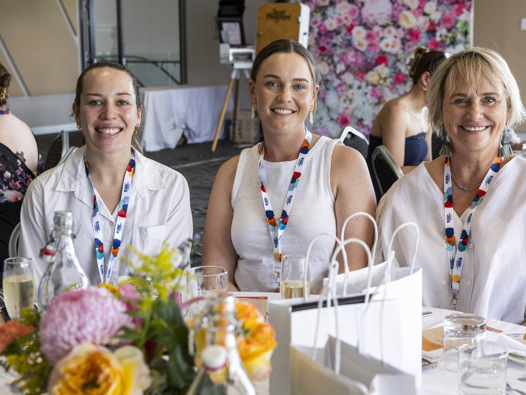 <p>Maxine Austin, Amelia McMillan and Nicola Long at the Northern Territory Cattlemen's Association Ladies lunch in Darwin Turf Club. Picture: Pema Tamang Pakhrin</p>