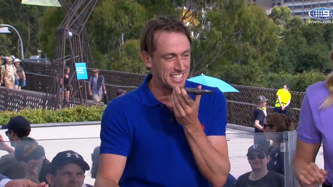 John Millman called Alex de Minaur on live TV. Photo: Channel 9.