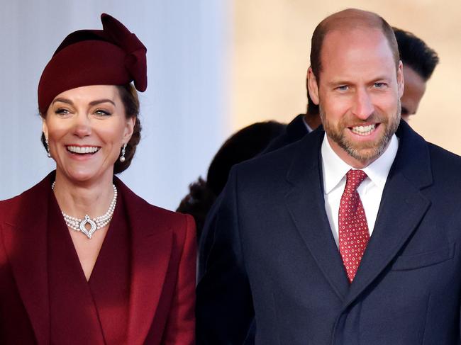 LONDON, UNITED KINGDOM - DECEMBER 03: (EMBARGOED FOR PUBLICATION IN UK NEWSPAPERS UNTIL 24 HOURS AFTER CREATE DATE AND TIME) Catherine, Princess of Wales and Prince William, Prince of Wales attend the Ceremonial Welcome, at Horse Guards Parade, for the The Amir of the State of Qatar on day one of his State Visit to the United Kingdom on December 3, 2024 in London, England. His Highness Sheikh Tamim bin Hamad Al Thani, Amir of the State of Qatar, accompanied by Her Highness Sheikha Jawaher bint Hamad bin Suhaim Al Thani, will hold several engagements with The Prince and Princess of Wales, The King and Queen as well as political figures. (Photo by Max Mumby/Indigo/Getty Images)