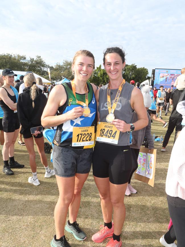Gold Coast Marathon 2023 Lauren Theodore & Hannah Knagge. 1 July 2023 Southport Picture by Richard Gosling