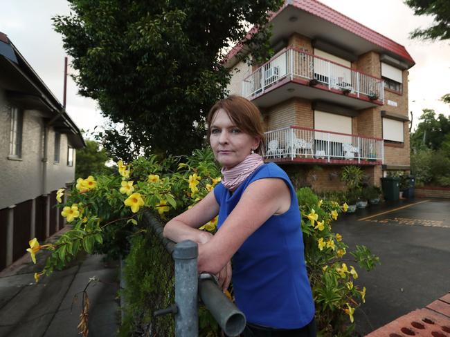 4/2/2019: Linda Somers lost her home in Sydney after the work of a dodgy independent broker in front of the small unit she now rents at a reduced price because she cares for the owners cat, at Nundah, Brisbane. Linda lost everything after the Suncorp involuntary redundancy insurance she had been paying $600 a month for proved to not exist. Lyndon Mechielsen/The Australian