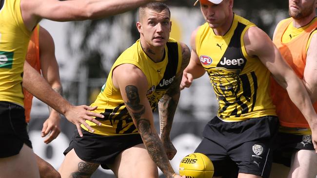 Dustin Martin left his press conference early. Picture: Wayne Ludbey