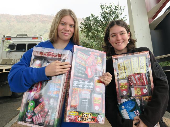 NTTDAS01072024 Cushla Murphy and Adele Johnson with their Territory Day fireworks. Picture: Gera Kazakov