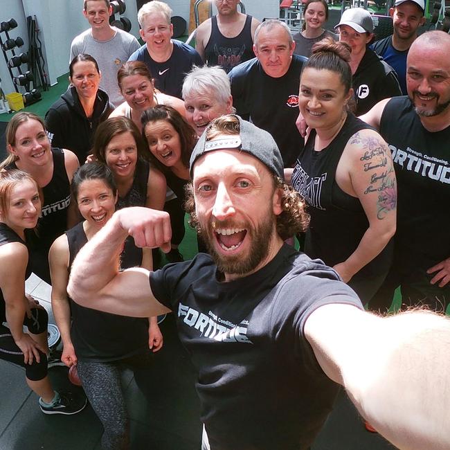 Second-place PT Blake Gross (centre) from Fortitude – Strength Conditioning Athletics during a group training session. Picture: SUPPLIED