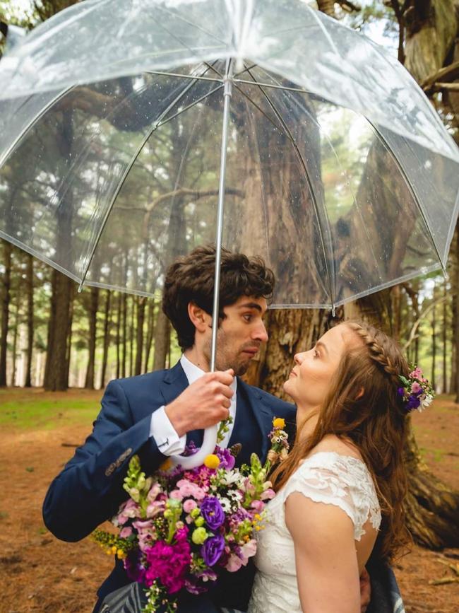 Daniel Heritage and Emma on their wedding day in Kuitpo forest in 2018. Picture: Supplied by family