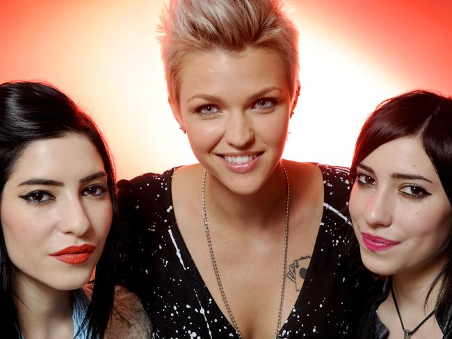 Lisa and Jess Origliasso with Ruby Rose back in 2010. Picture: News Corp
