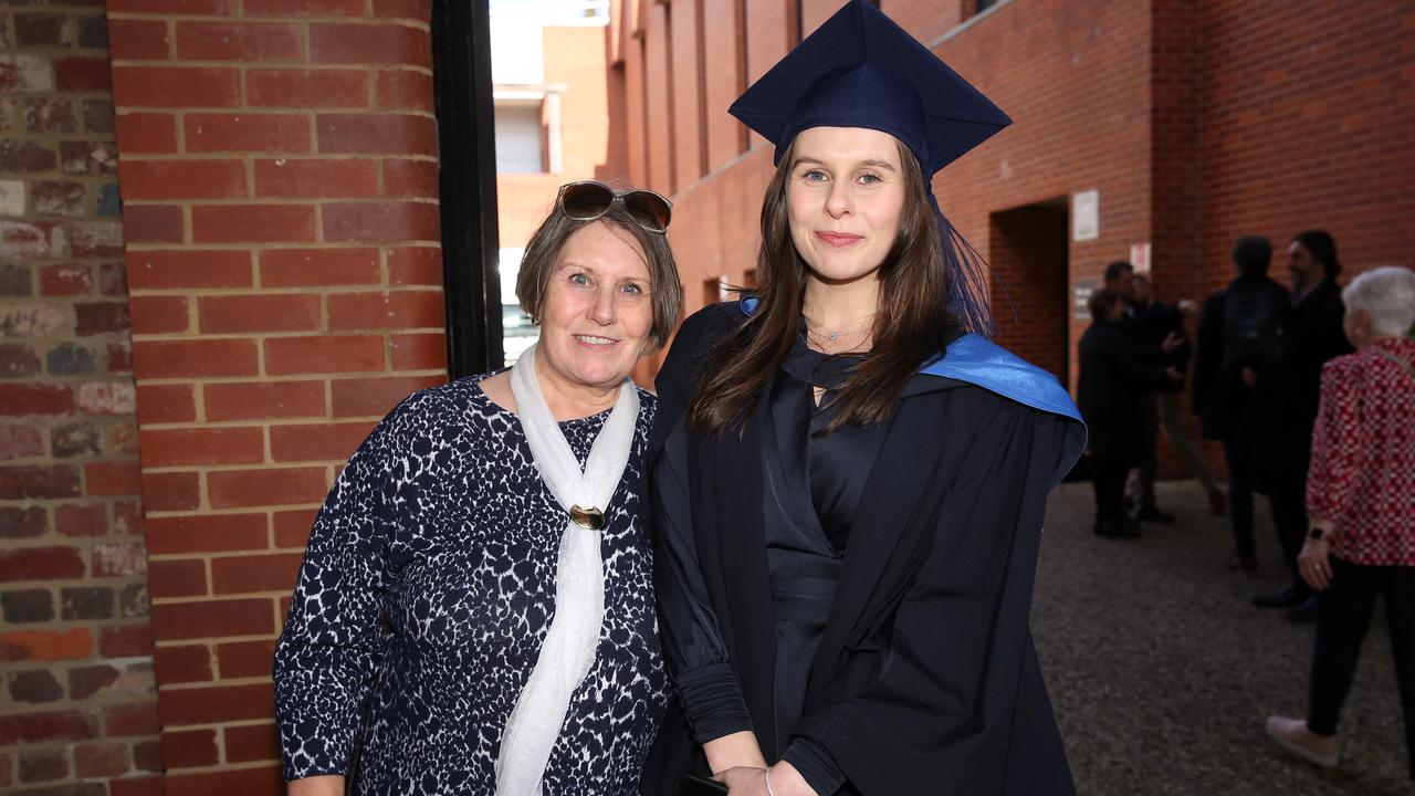 Wendy and Sarah Clark at Deakin University post-graduation celebrations on Friday afternoon. Picture: Alan Barber