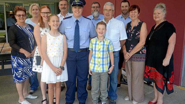 FAMILY SUPPORT: Lorna Oleary-Green, Steph Forster, Chantelle Roper, Brayah Cooper, Amy Green, Owen Green, Bodee Cooper, Colin Frost, John O'Neil, Ryan O'Neil, Wendy O'Neil and Debra Green at the Correctional Services officers' graduation. Picture: Jann Houley