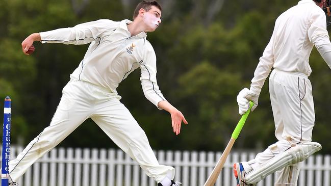 Churchie bowler Hamish McDonald - he took a wicket but it was his batting which got him into the side this week. Picture, John Gass.